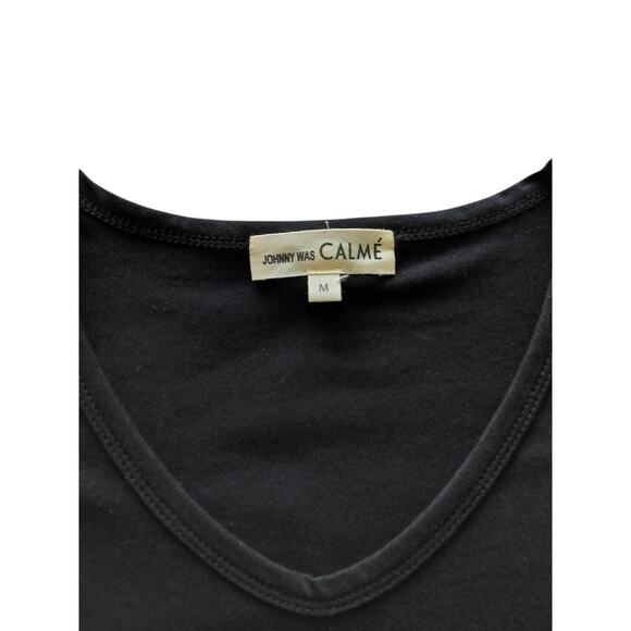 Johnny Was Calmé Women's Black V-Neck Long Sleeve Top Size M - Picture 9 of 10